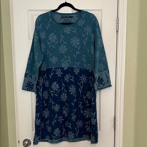 Gudrun Sjoden Blue Two Tone Knit Cotton Dress